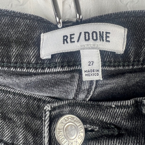 Re/Done 70s Stove Pipe High Rise Straight leg cropped jeans Washed noir - Picture 6 of 9